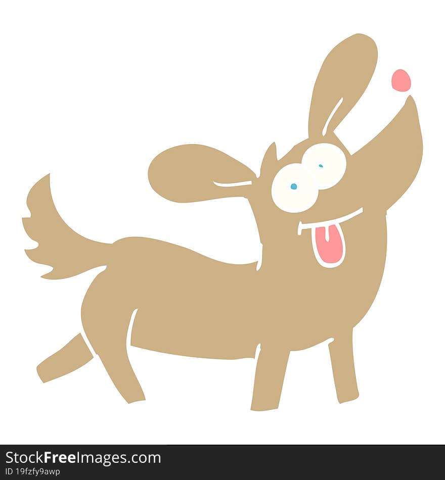 flat color illustration cartoon happy dog