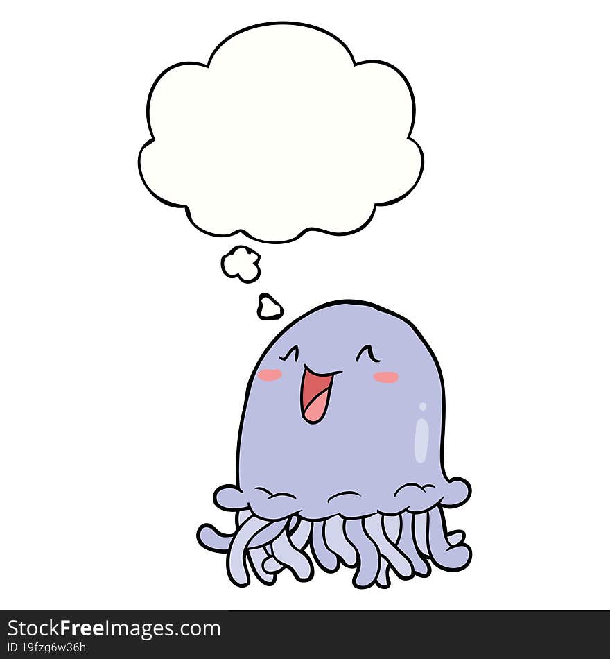 cartoon jellyfish with thought bubble. cartoon jellyfish with thought bubble