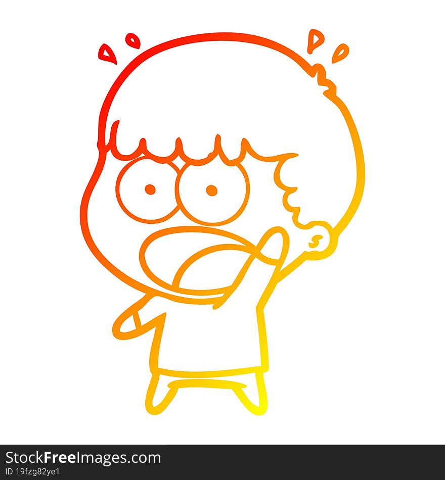 Warm Gradient Line Drawing Cartoon Shocked Man