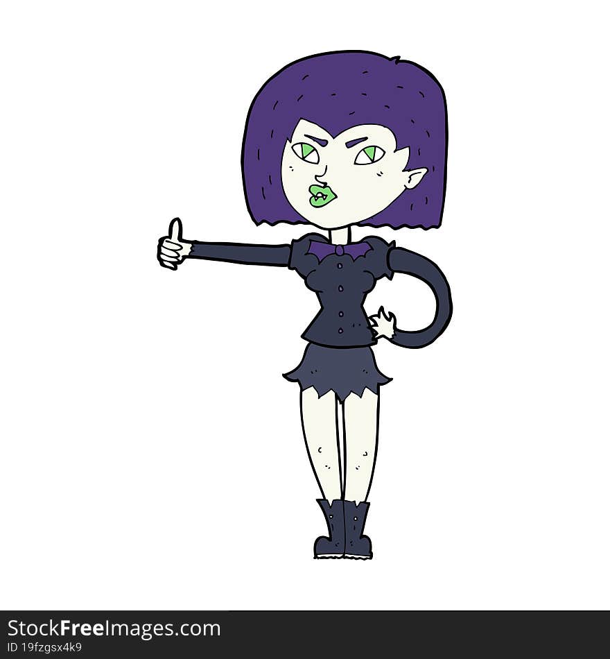 cartoon vampire girl giving thumbs up