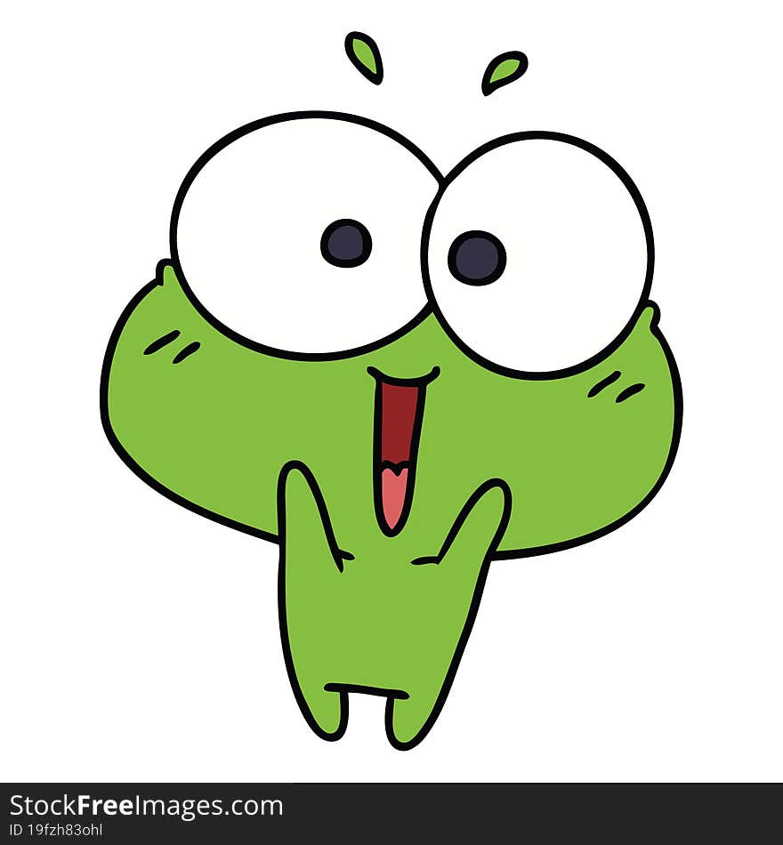 cartoon illustration kawaii excited cute frog. cartoon illustration kawaii excited cute frog