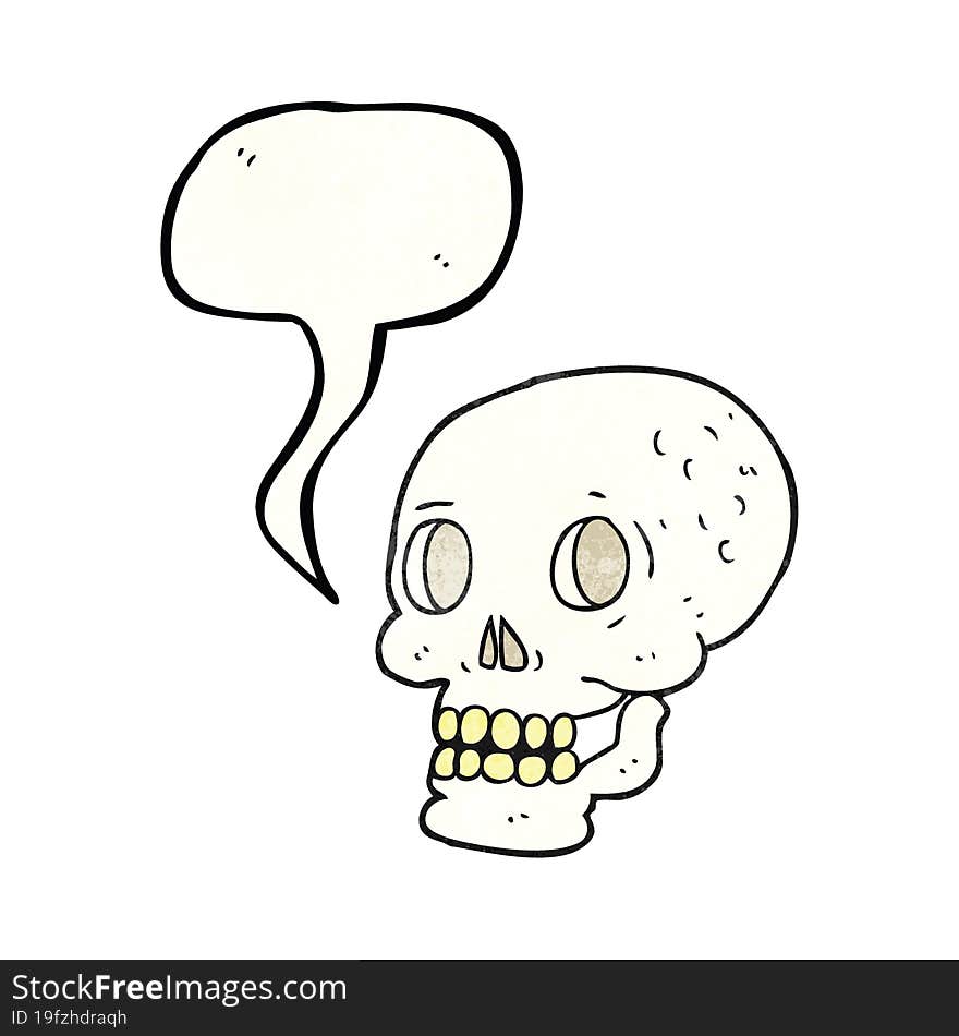 speech bubble textured cartoon halloween skull