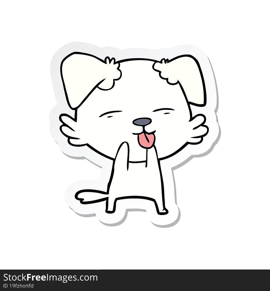 sticker of a cartoon dog sticking out tongue