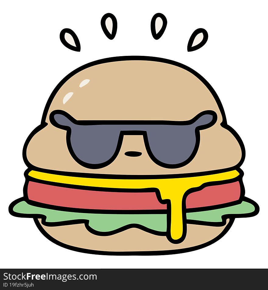 a tasty burger wearing sunglasses