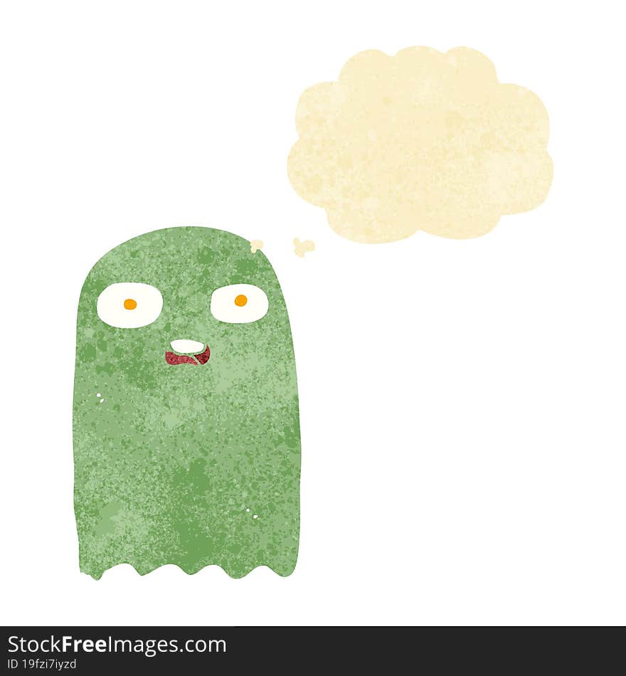 Funny Cartoon Ghost With Thought Bubble