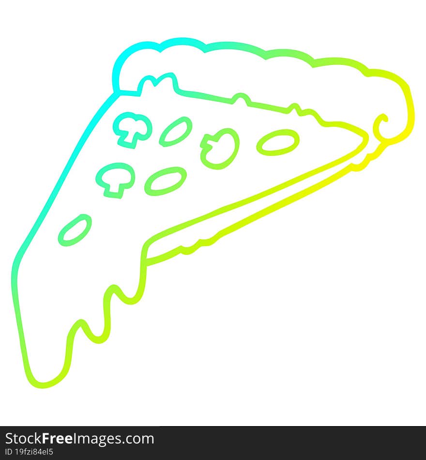 cold gradient line drawing cartoon pizza slice