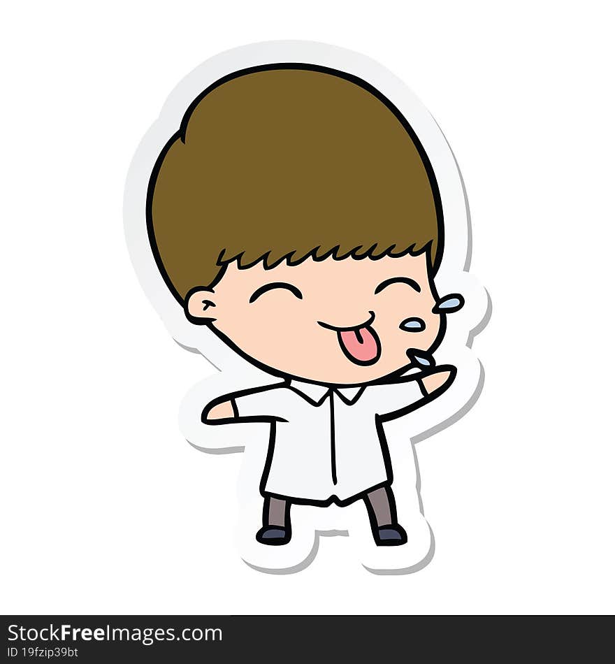 Sticker Of A Funny Cartoon Boy