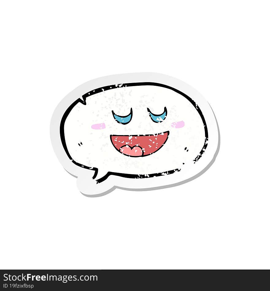 retro distressed sticker of a cute cartoon speech balloon