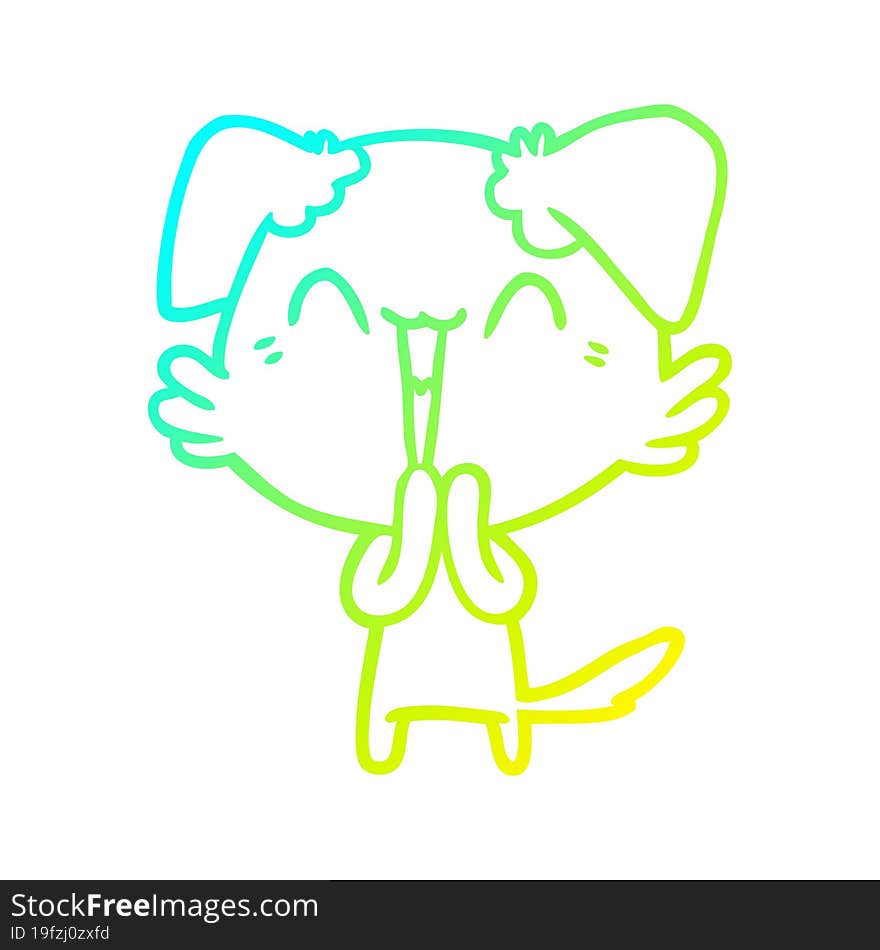 cold gradient line drawing laughing little dog cartoon