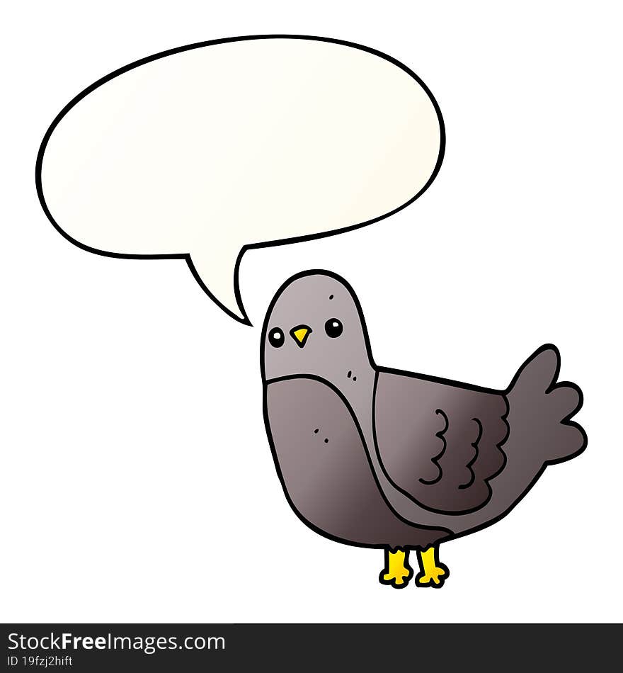 cartoon bird and speech bubble in smooth gradient style