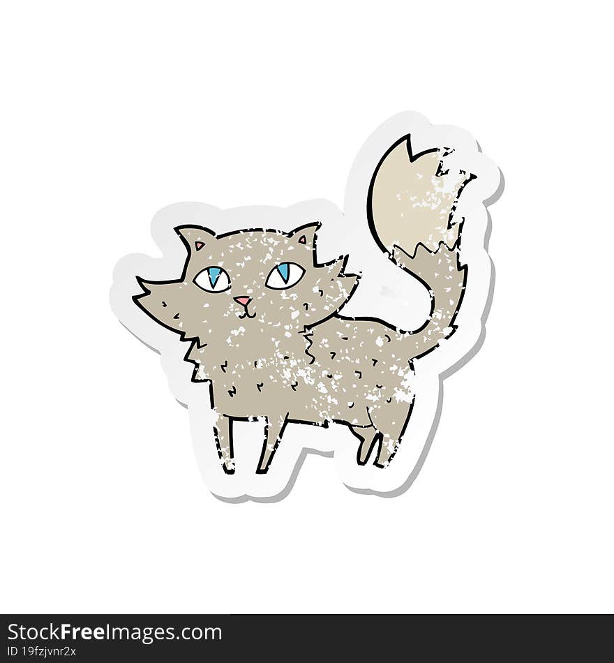 retro distressed sticker of a cartoon cat