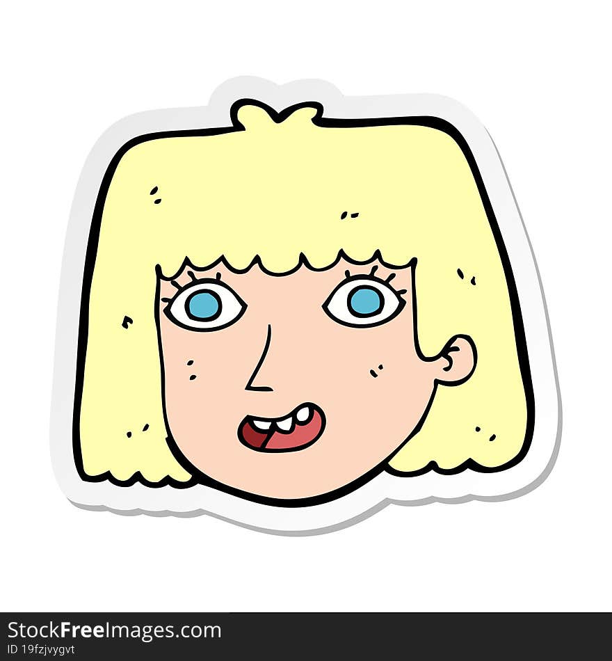 Sticker Of A Cartoon Happy Female Face