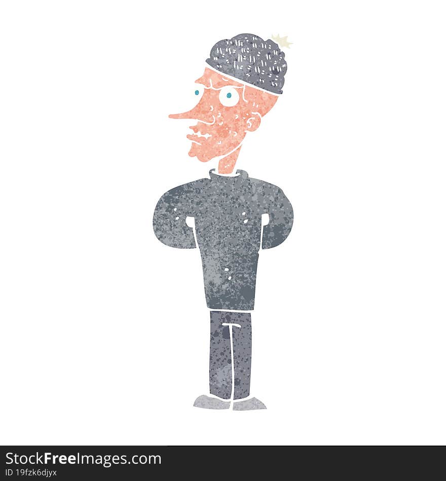 cartoon man wearing winter hat