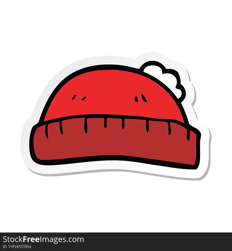 sticker of a cartoon woolly hat