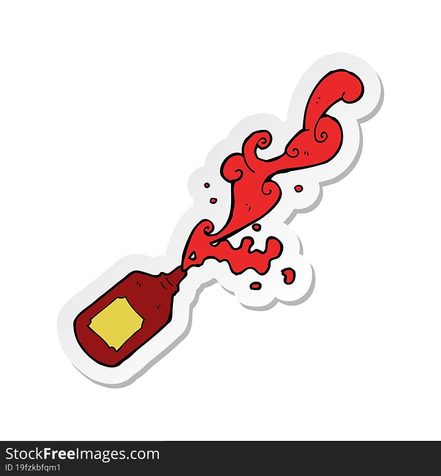 sticker of a cartoon squirting ketchup