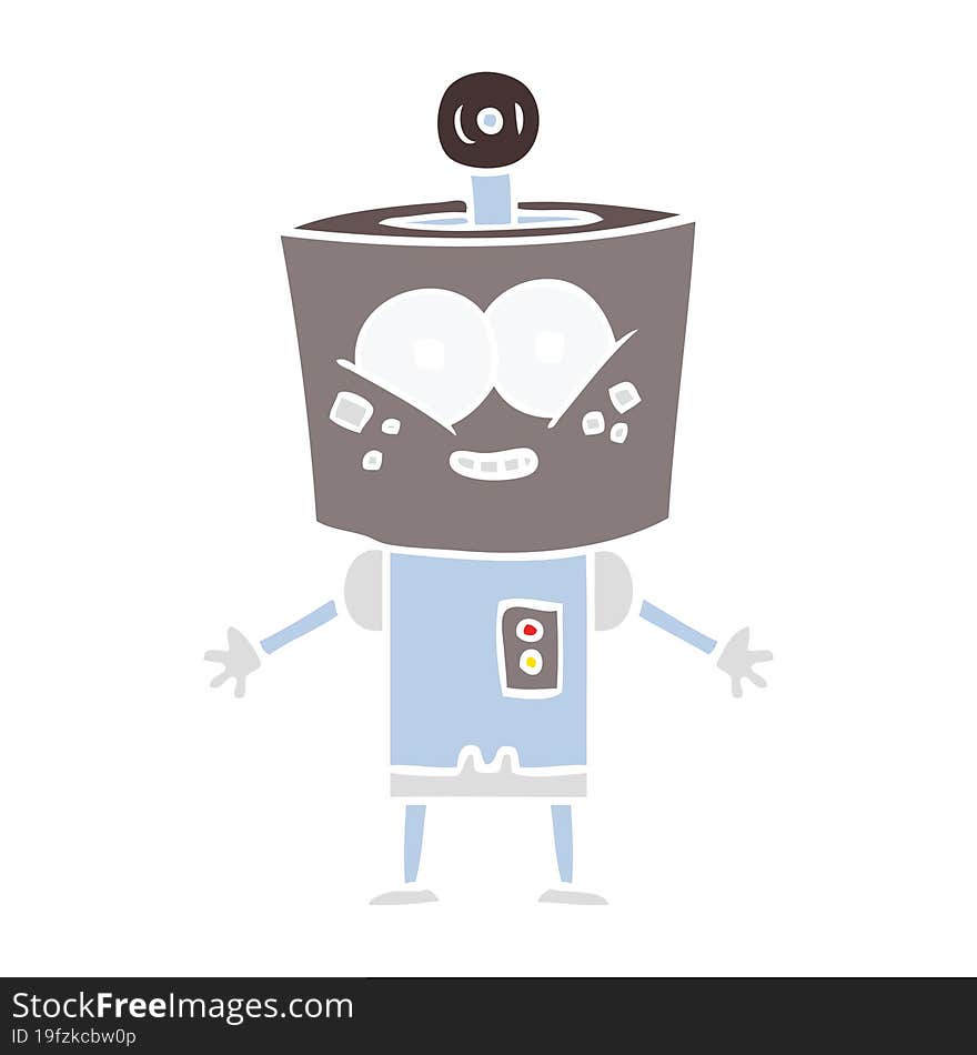 happy flat color style cartoon robot