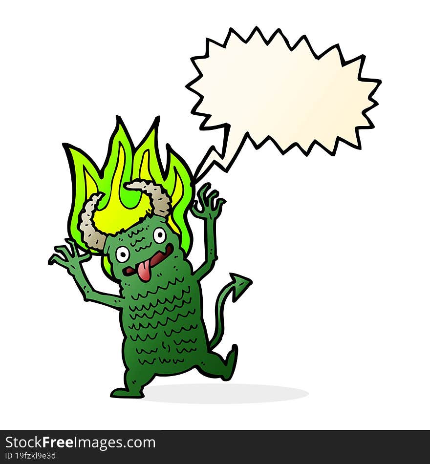 cartoon demon with speech bubble