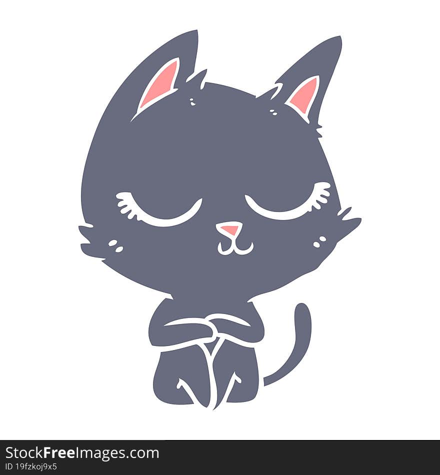 Calm Flat Color Style Cartoon Cat