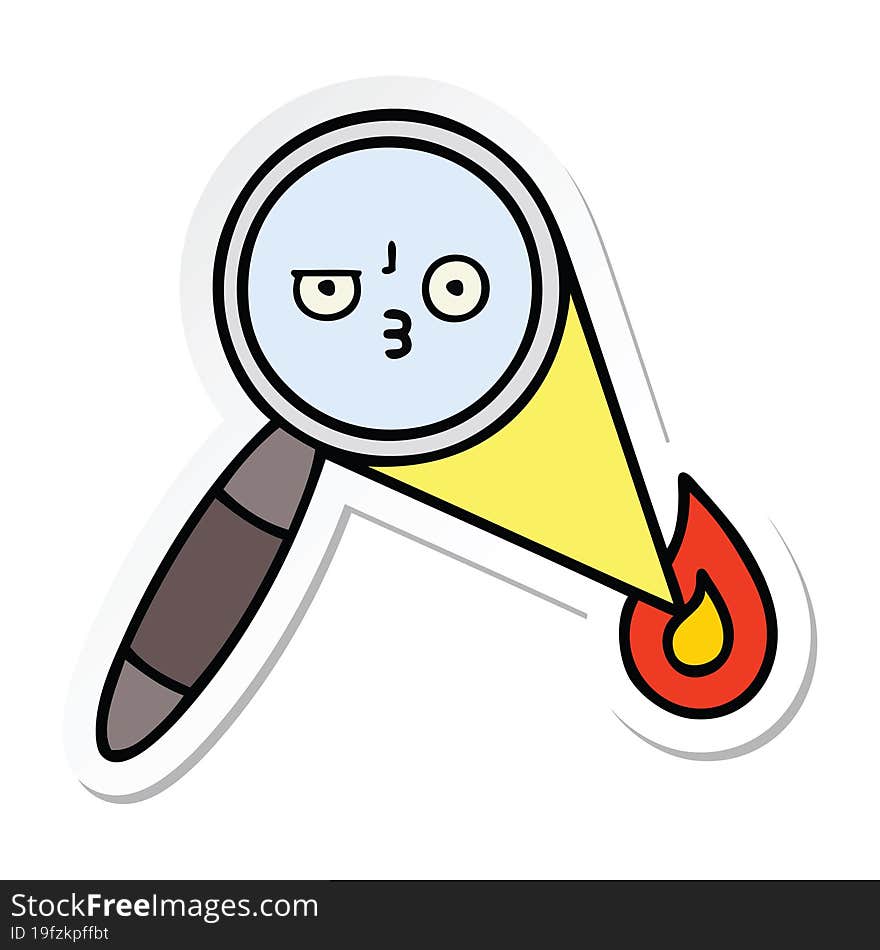 Sticker Of A Cute Cartoon Magnifying Glass