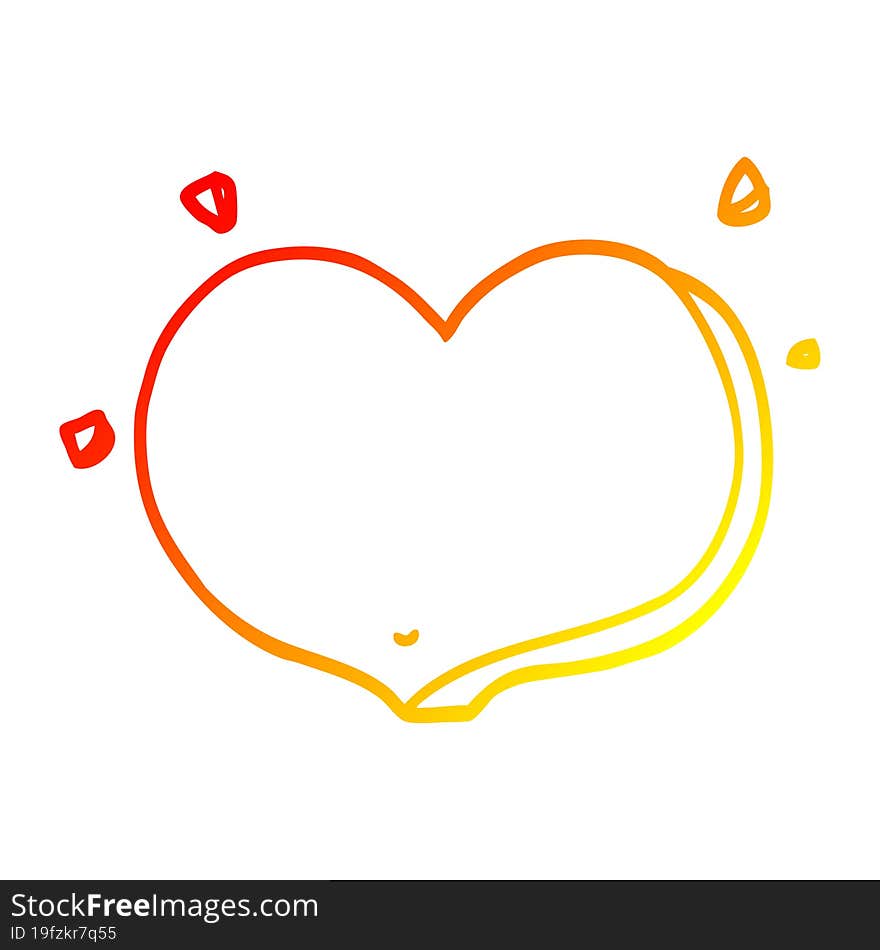 warm gradient line drawing cartoon love heart