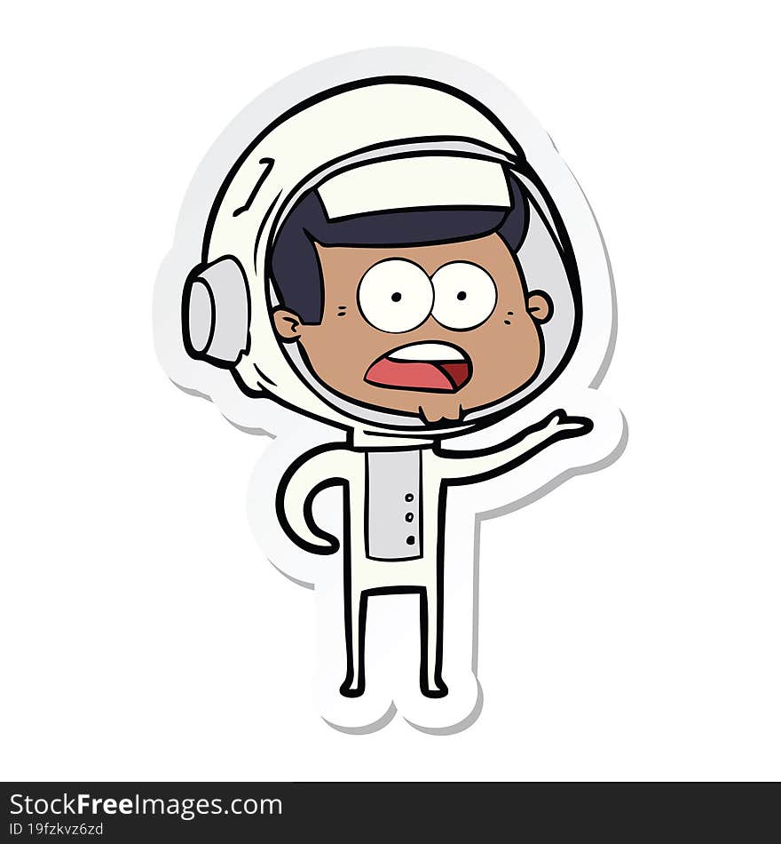 sticker of a cartoon surprised astronaut