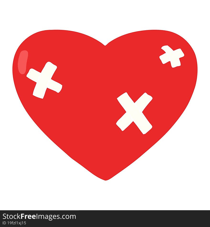 flat color style cartoon beaten up heart