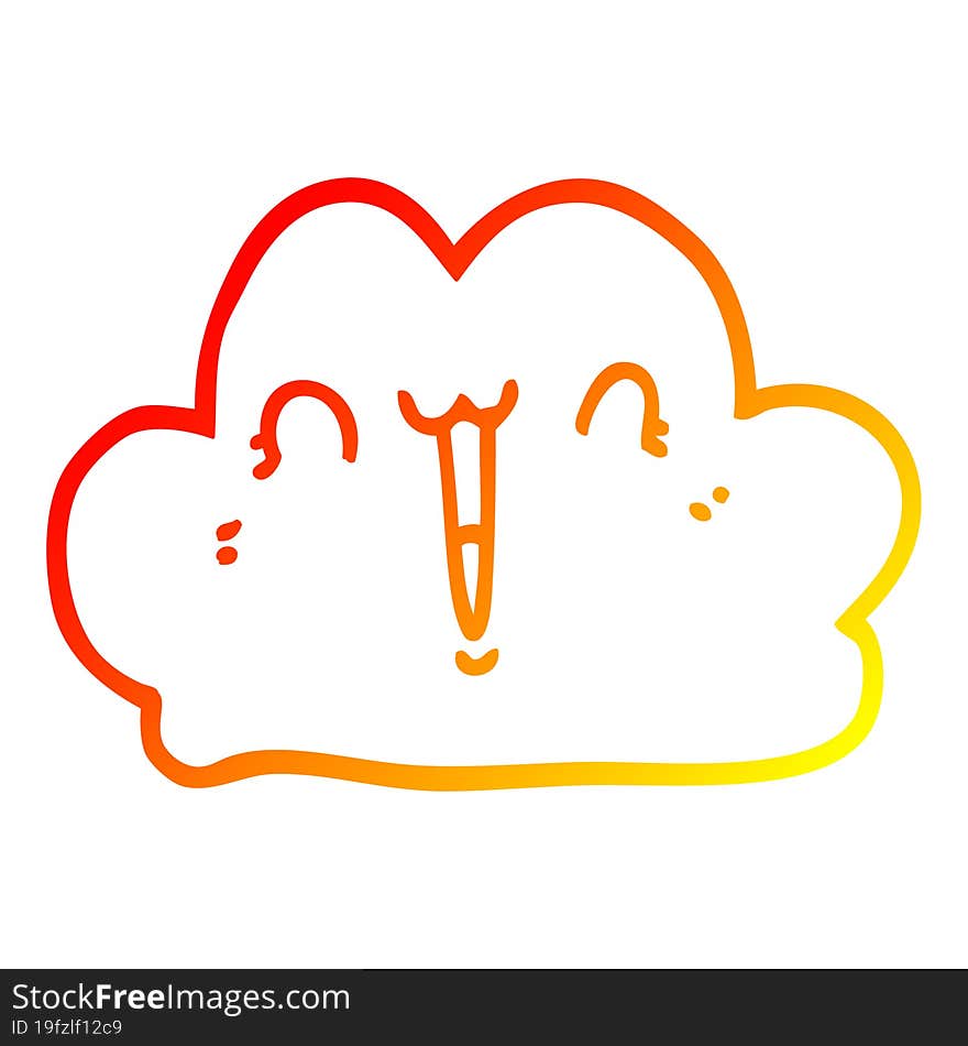 warm gradient line drawing cute cartoon cloud