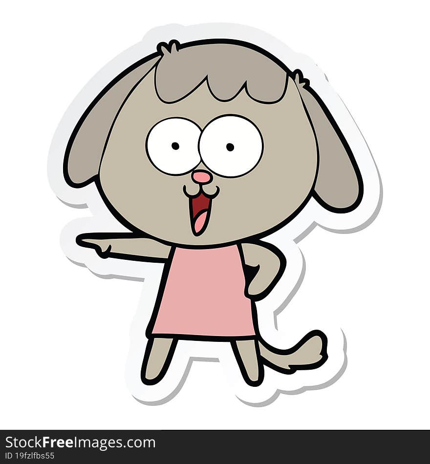 Sticker Of A Cute Cartoon Dog