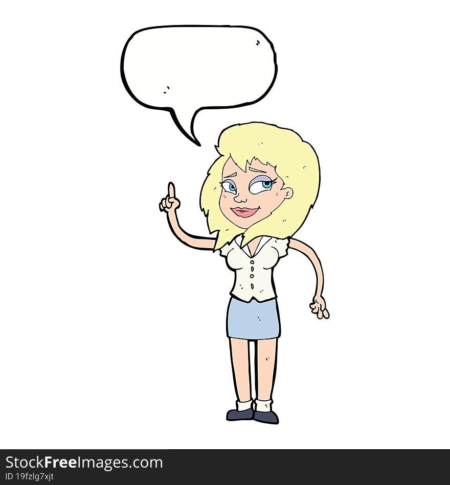 cartoon pretty woman with idea with speech bubble