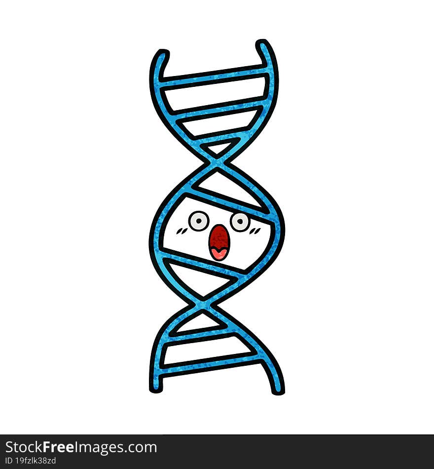 Retro Grunge Texture Cartoon DNA Strand