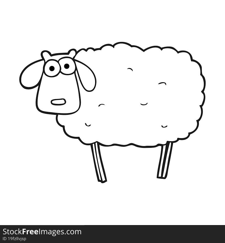 black and white cartoon sheep