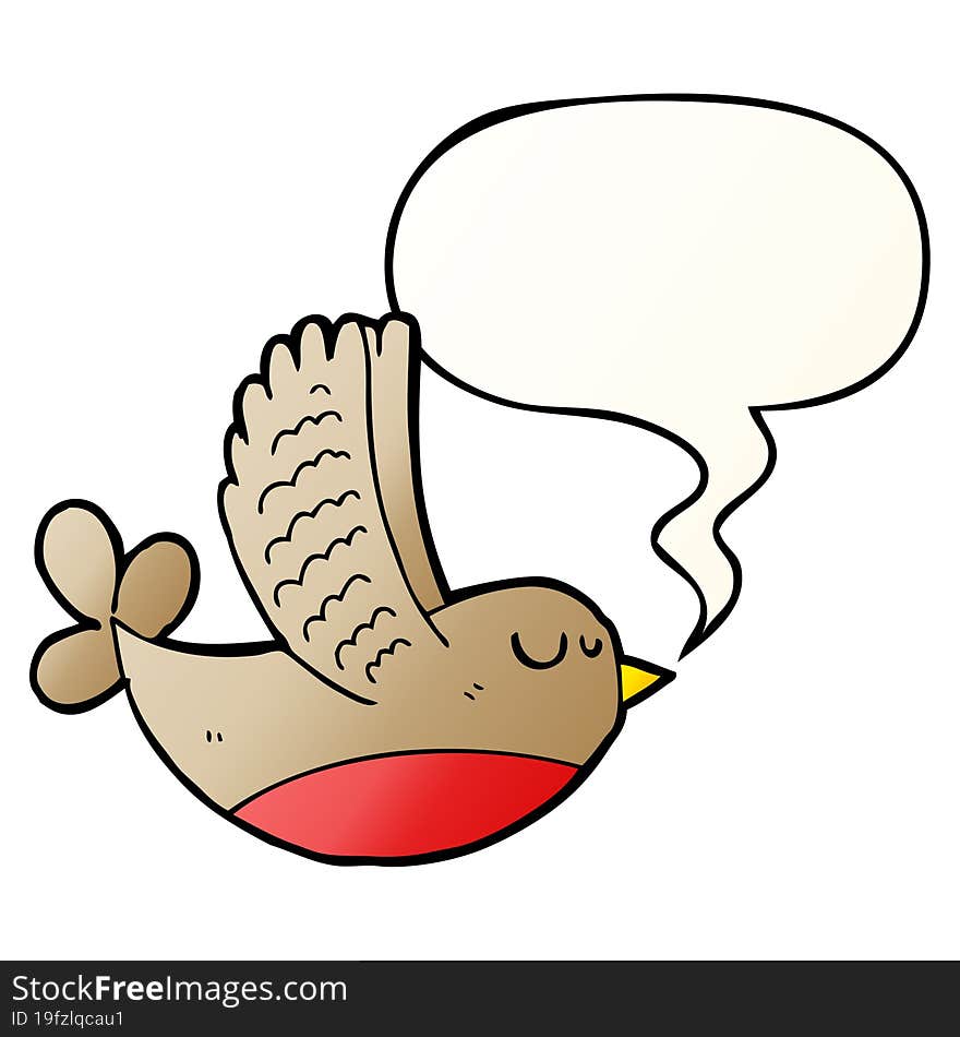 cartoon bird and speech bubble in smooth gradient style