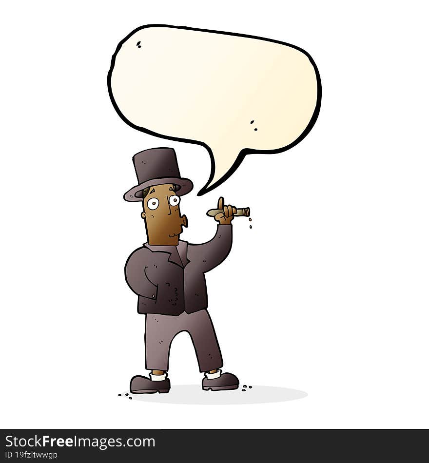 cartoon smoking gentleman with speech bubble