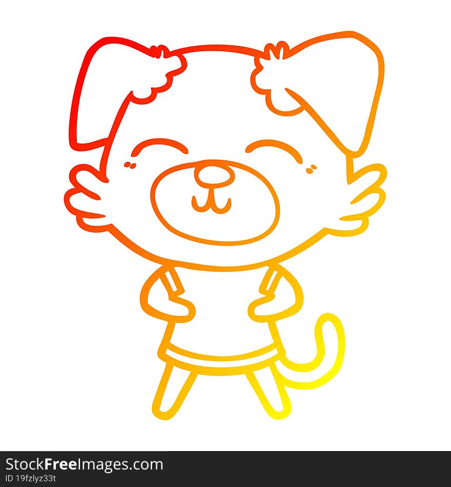 Warm Gradient Line Drawing Cartoon Dog