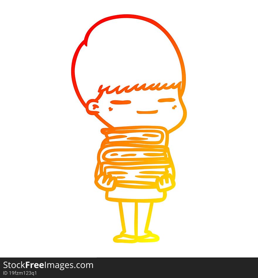 Warm Gradient Line Drawing Cartoon Smug Boy