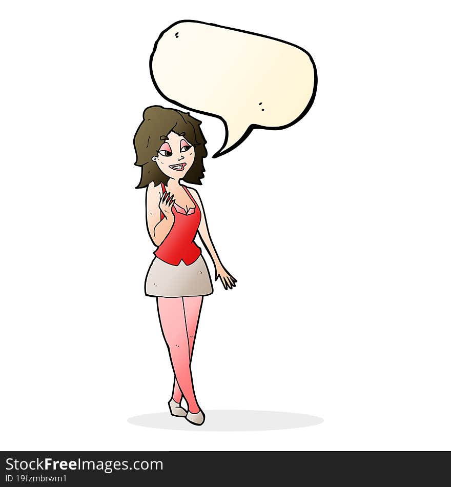 cartoon attractive office woman with speech bubble