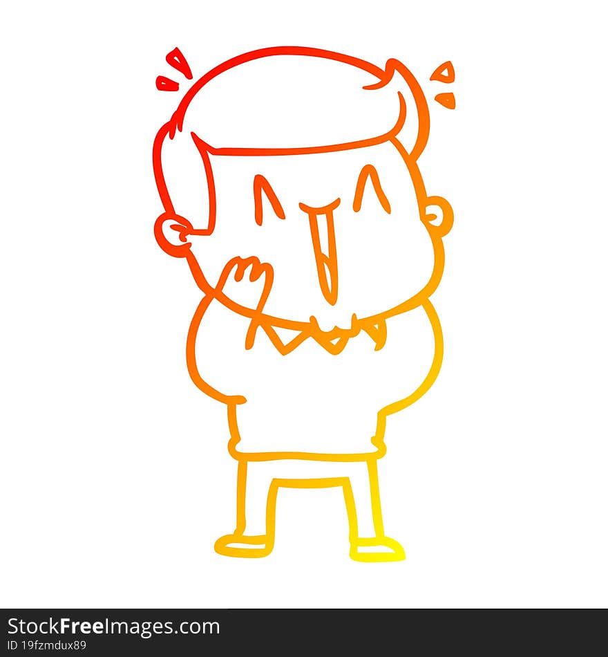 warm gradient line drawing cartoon excited man