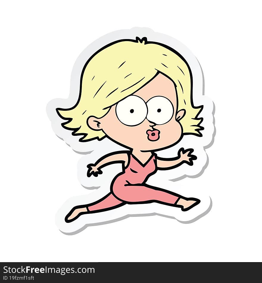 Sticker Of A Cartoon Girl Pouting