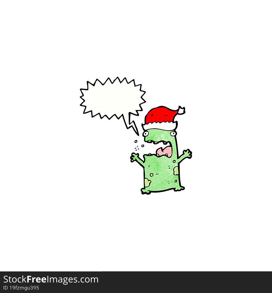 cartoon shouting christmas frog