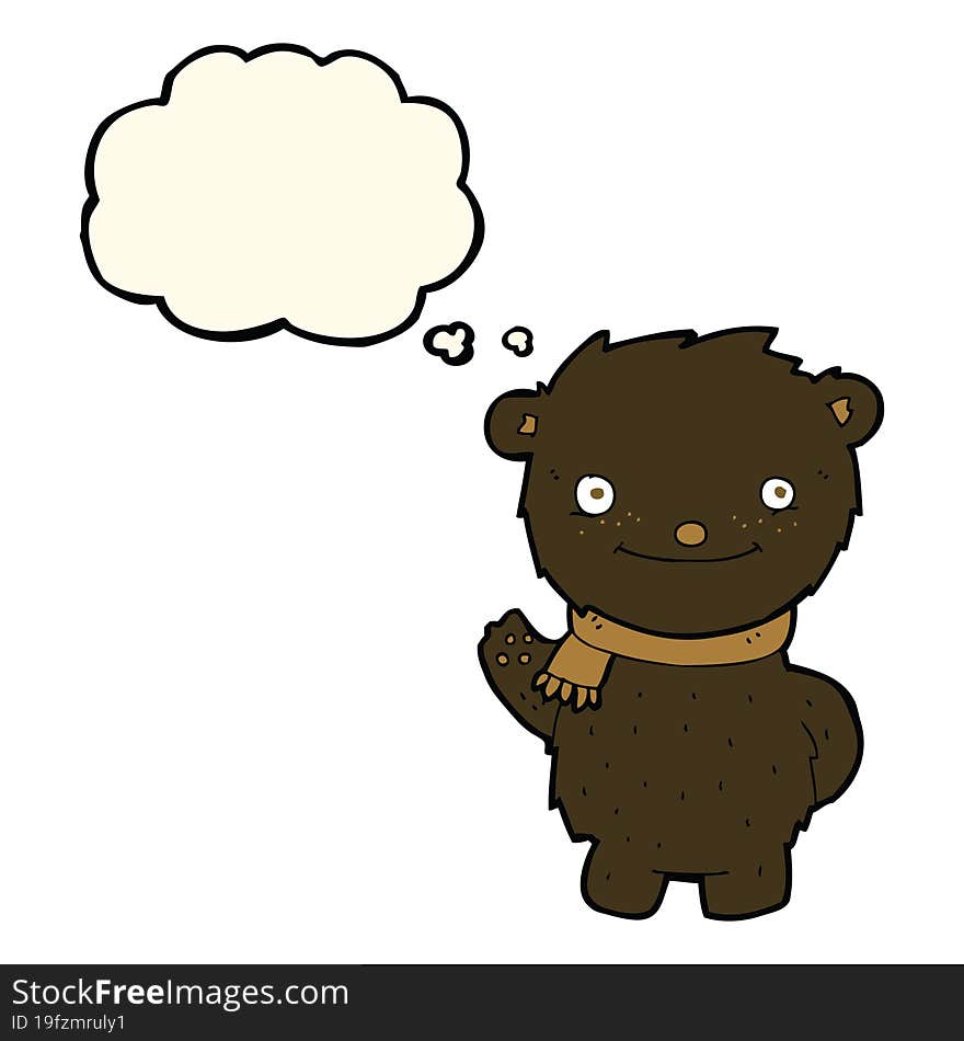 cartoon cute black bear with thought bubble