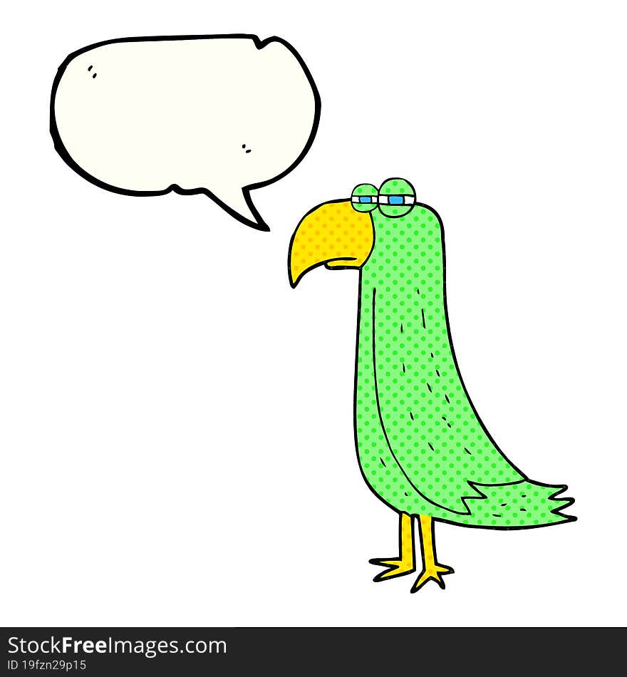 Comic Book Speech Bubble Cartoon Parrot