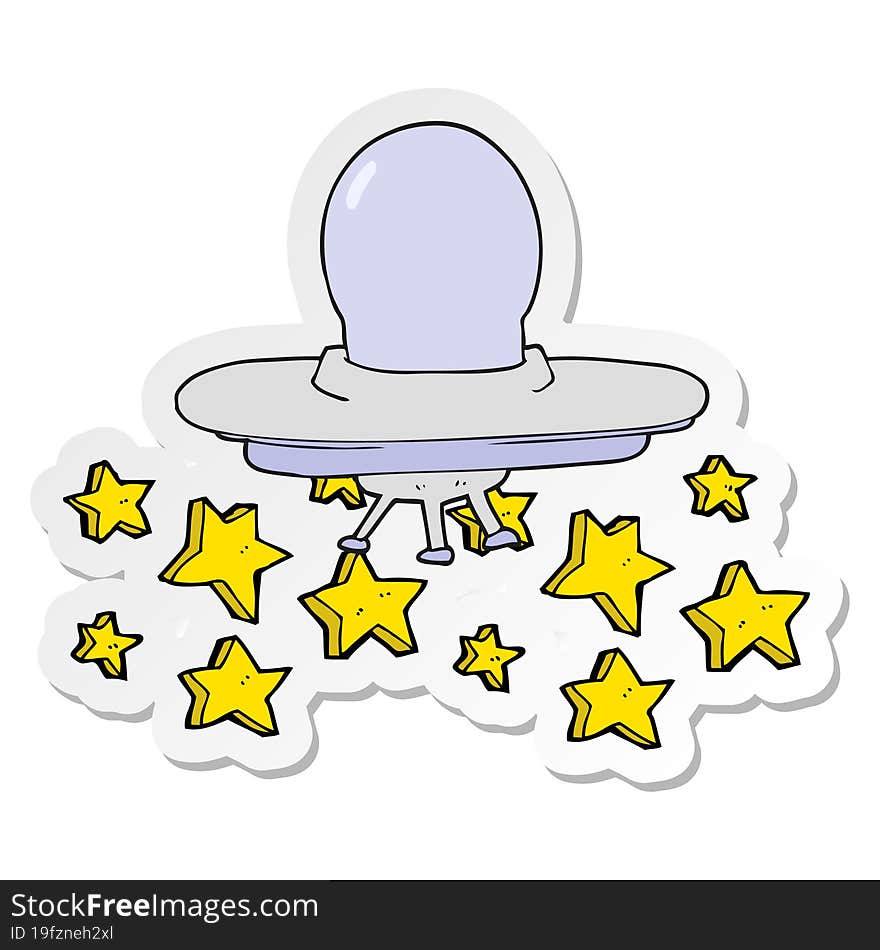 sticker of a cartoon flying saucer