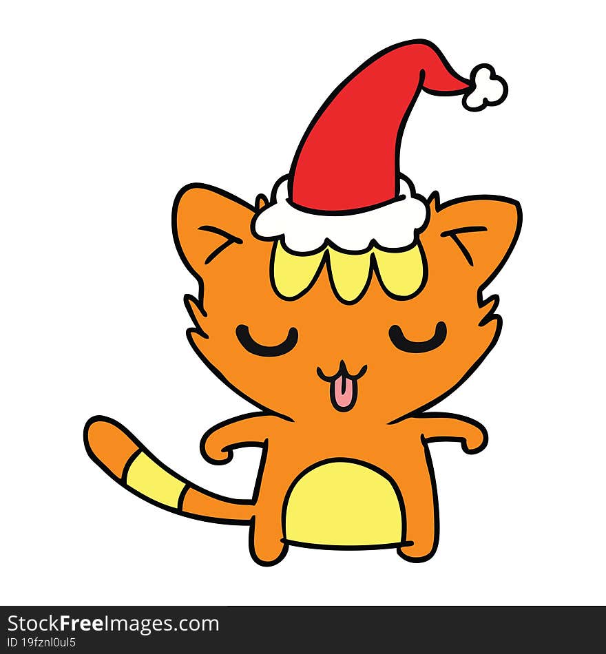 hand drawn christmas cartoon of kawaii cat