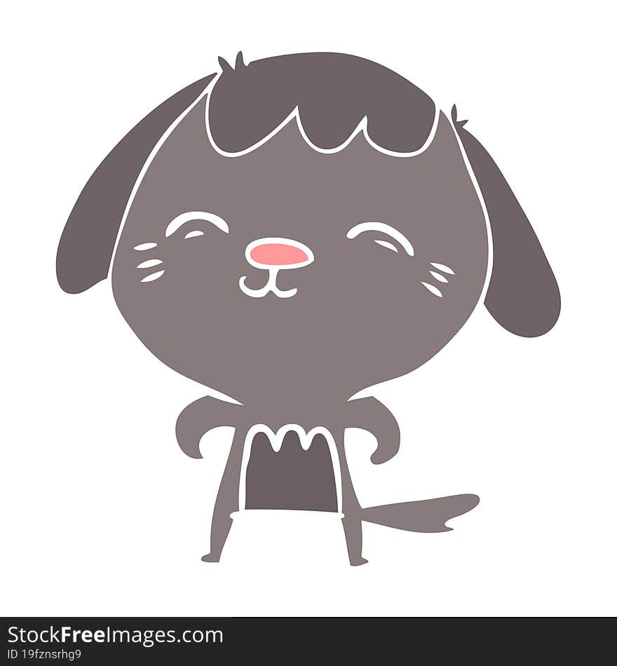 happy flat color style cartoon dog