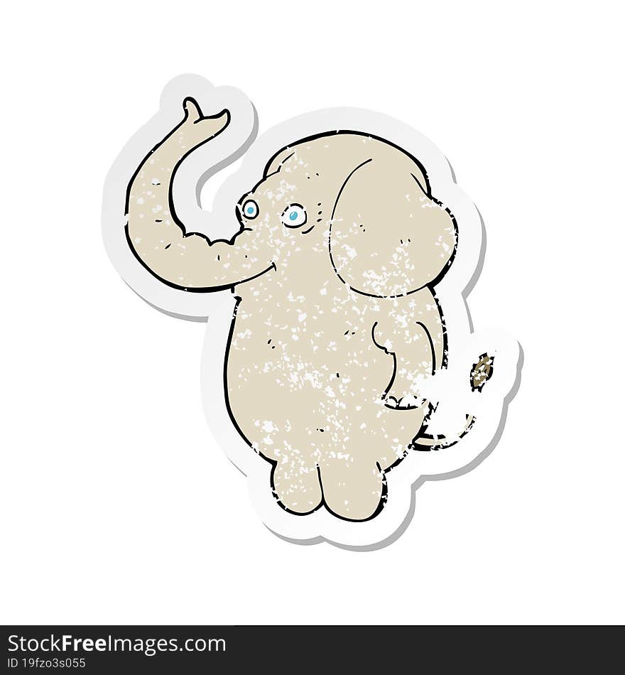 retro distressed sticker of a cartoon funny elephant