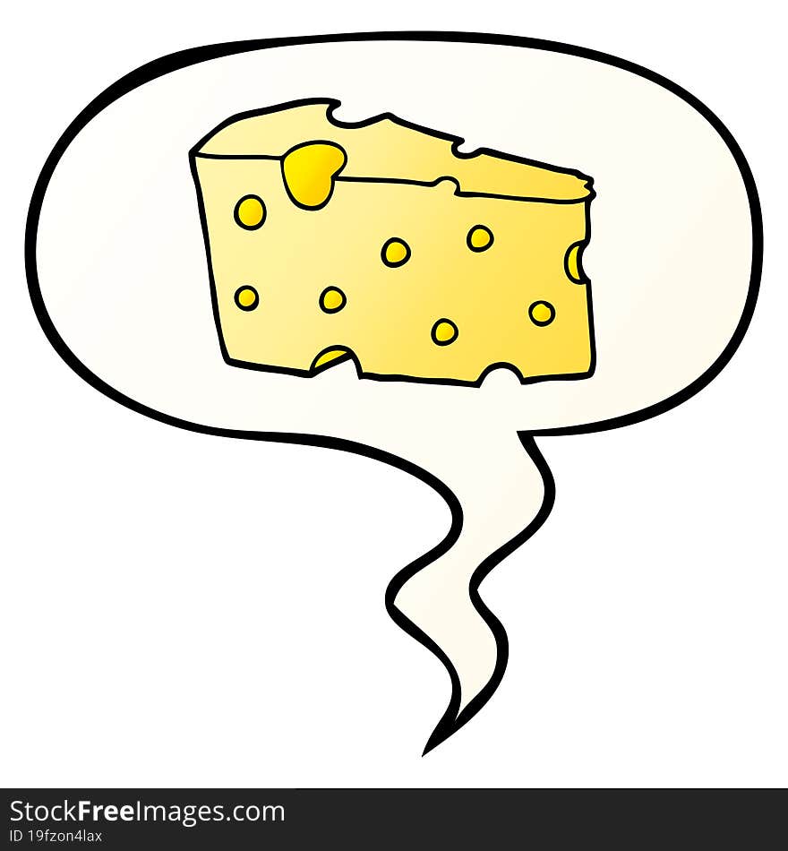 Cartoon Cheese And Speech Bubble In Smooth Gradient Style