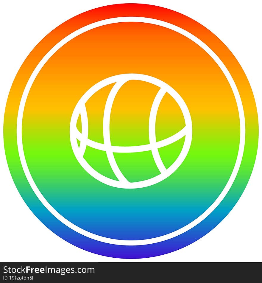 basketball sports circular in rainbow spectrum