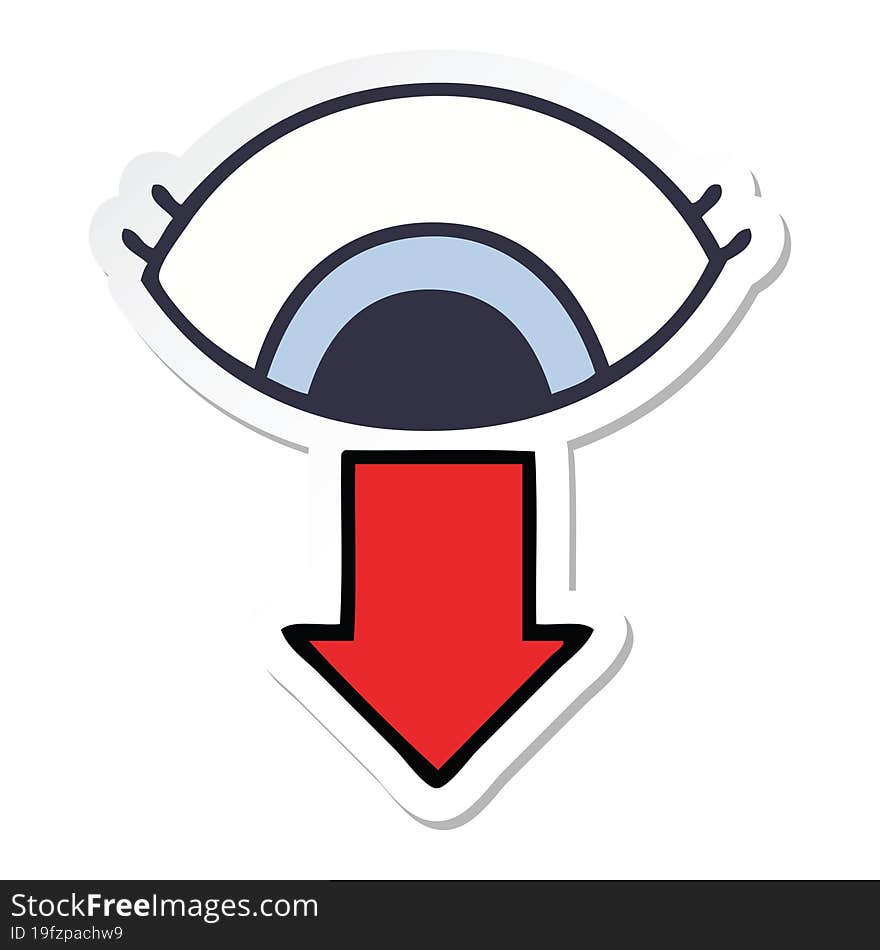 Sticker Of A Cute Cartoon Eye Pointing Down