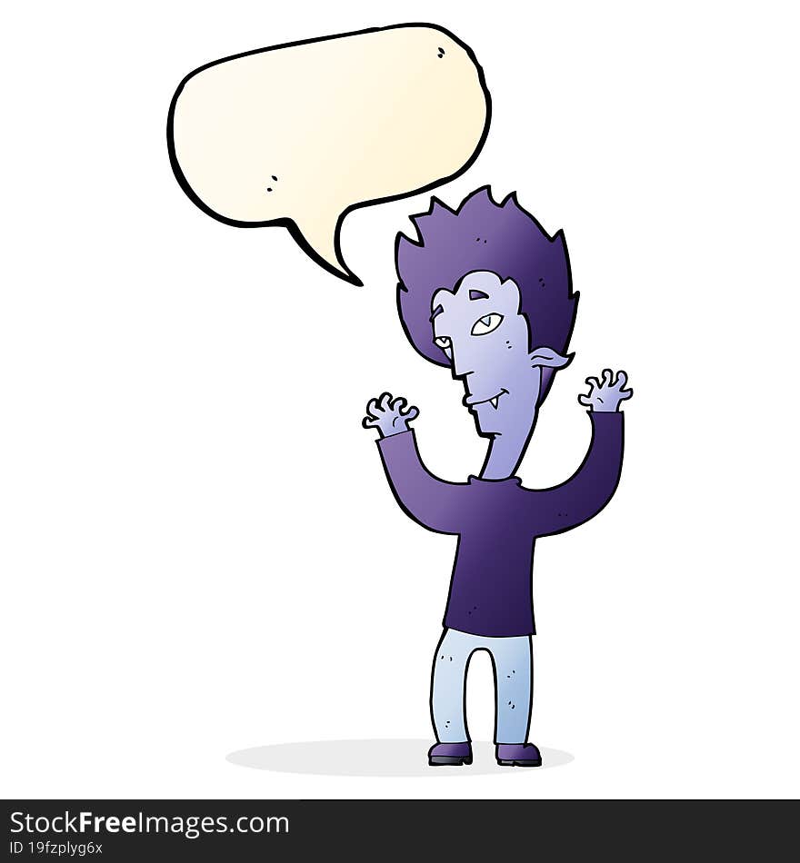 cartoon vampire man with speech bubble