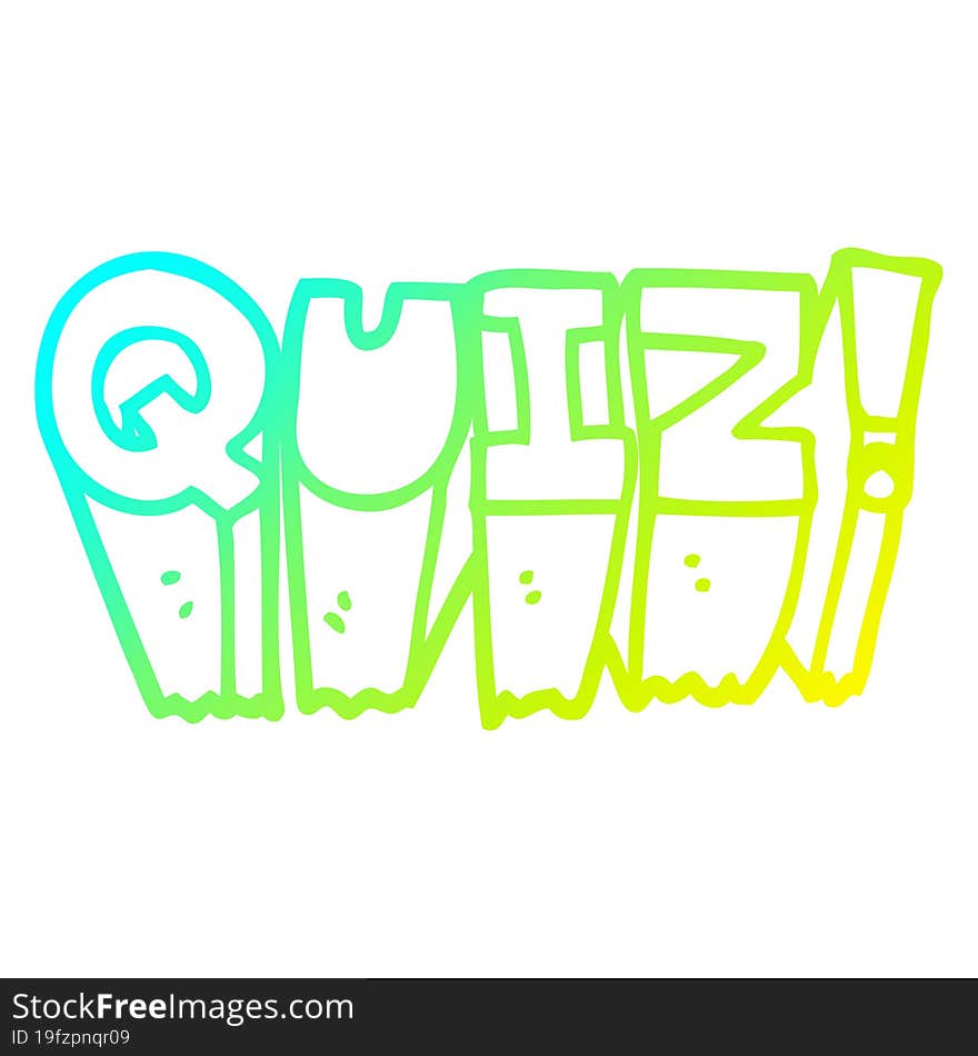 cold gradient line drawing cartoon quiz sign